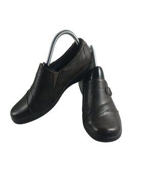 WHITE MT. WOMENS LOAFERS BROWN FAUX LEATHER SLIP ON LOW WEDGE SIZE 9